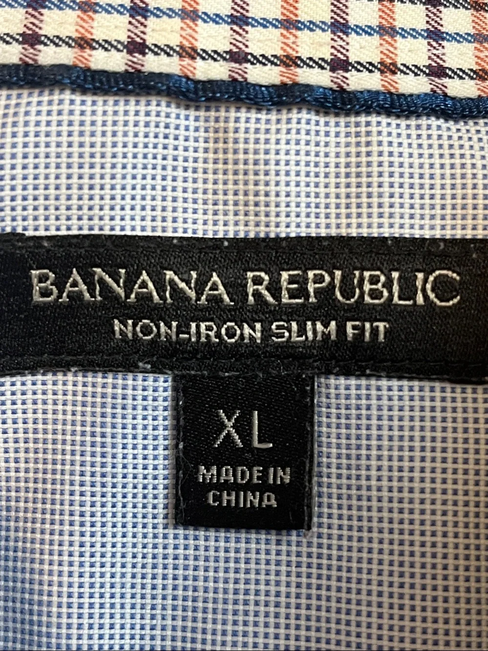 Banana Republic Men's Burgundy and White Check Dress Shirt
